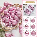 Set di 26 palline di Natale rosa lucide e glitterate per decorazioni dell'albero - Set di 26 / Rosa