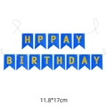 Blue and gold fishtail happy birthday banner with shimmering metallic foil lettering - Laser Blue Birthday Banner