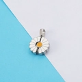 Sunflower cremation pendant in silver finish with white and yellow enamel detail - 18mm / Steel