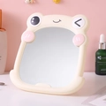 Cute green frog themed foldable desktop vanity mirror with cream frame for students - Frog / Beige