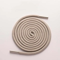 Single beige braided drawstring with silver metal tips for hoodies and athletic pants - Gray