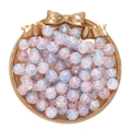 Pink and blue gradient frosted glass beads for DIY jewelry making in a golden tray - 50Pcs/10mm / Cracked Opal Style Bead - Blue Pink