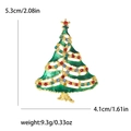 Golden Christmas tree brooch with green enamel and multicolor rhinestones measurements - Christmas Tree-2641 (Dark Green Enamel Multicolor Gemstone)