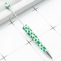 DIY plastic beadable pen with green Christmas tree and yellow bell festive pattern - Christmas Series 3 (111)