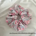 Floral double-layer lace scrunchie with pink roses and strawberries in 20cm size - Q581 Pink Floral Large