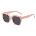 Square light pink sunglasses with thick frame and dark grey polarized lenses for women - Pink Frame Grey Lens
