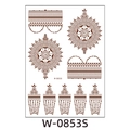 Waterproof henna lace tattoo sticker with brown mandala and floral patterns model W-0853S - Henna Multiple Tattoo Combination (W-0853S)