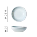 Ciotolina in ceramica celeste con motivi floreali e macchie, 9,3 cm x 3 cm - Blu Ciliegio