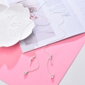 Silver eyewear chain with teardrop zircon crystals and anti-slip rubber loops - Water Drop / Silver