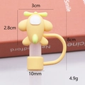 Cartoon airplane silicone straw cover in yellow and green for 10mm drinking straws - Bagged without Straw / Yellow Biplane Model