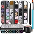 Detailed nail art set with aurora bows, pearls, tweezers, dotting pen, and 8ml glue - Nail Art Kit with Glue and Tools (12TZ Set 02)