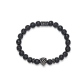 Faceted tiger eye beads bracelet with a metal lion head charm and sparkly spacers - Faceted Agate Lion Head