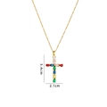 Gold cross necklace with colorful teardrop-shaped cubic zirconia stones measuring 3.4 by 2.1 cm - Multicolor Gem Cross (636)