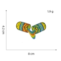 Rainbow pill embroidery patch measurement detail on white background, 8cm by 4.2cm - Colored Capsule