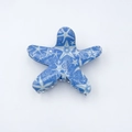 Molla per capelli blu con motivo a stella marina bianca in PVC per code di cavallo - Blu
