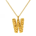 18k gold plated stainless steel necklace featuring a textured letter W pendant - Letter W Style