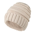 Chunky knit cream white beanie hat with stylish cable pattern for winter warmth - One Size / Beige