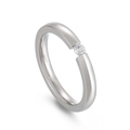 Minimalistischer Edelstahlring in Silber mit rundem Zirkon in Spannfassung - US 10 / Silber (KR85955-K)