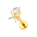 Golden flat back labret stud with zircon marquise stones measuring 0.18cm by 0.26cm - 5# Gold Three-stone Marquise Style