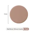 Red-brown circular silicone coaster 11cm heat-resistant mat for cups and bowls - Coaster / Diameter 11cm / Brown Red