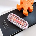 Pink cute letter acetate hair clip with plaid texture and woven rope edge - Oval-Plaid Pink