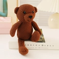 Handmade brown crochet bear plush toy sitting on a book with a cozy indoor background - 23cm Bear