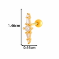 Gouden bloem kraakbeen piercing met kristallen, afmetingen van 1,46 cm bij 0,44 cm - Kruis Stijl (2604-1#) / Goud