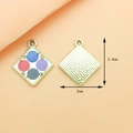 Square alloy charm with colorful drip oil finish and metal texture for DIY jewelry - Colorful Powder Box (Blue/Purple/Black/Red)