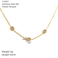 Detailed view of 18K gold plated stainless steel necklace with sparkling oval pendants - Oval Style (S-N341)