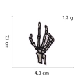 Detailed embroidery texture of a punk skull hand patch with dimensions 7.1cm x 4.3cm - Style 4# (Skull Hand Gesture)