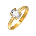 Minimalist gold titanium steel ring featuring a large oval-cut clear cubic zirconia - US Size 7 / Gold/Oval White Zirconia (RC-609GW)