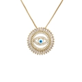 Collar con colgante de ojo turco dorado y micropavé de circonitas en fondo blanco - Estilo de Ojo de Zirconia Transparente