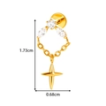 Goldener Titan-Lippenstecker mit Schleifenkette, Kreuzanhänger und Zirkon-Steinen - Kreuz / Gold