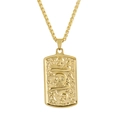 Gold square pendant necklace with embossed skull and bone patterns for men - Gold Color (KN228915-KLHQ)