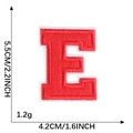 Red chenille letter E patch with white embroidered edges for apparel DIY decoration - Letter E / Red