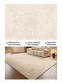 Tappeto vintage francese impermeabile con motivi floreali crema per il soggiorno - 140*200cm / Sogno di Nora
