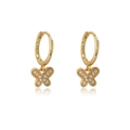 Gold plated 925 sterling silver butterfly hoop earrings with pavé cubic zirconia - Gold Pave Butterfly