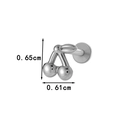 Silver G23 titanium cherry piercing stud with internal threading and precise dimensions - Silver Cherry Style (T2524-8#银)
