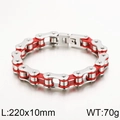 Bracciale a catena di bicicletta in acciaio inossidabile rosso e argento stile rock - Rosso & Argento (KB137068-KFC)