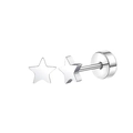 Minimalist silver stainless steel star stud earring with a screw ball back closure - Pentagram