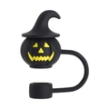 Halloween pumpkin silicone straw cover with witch hat for 10mm drinking straws - Halloween Black Pumpkin