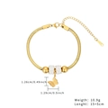 18K gold titanium steel butterfly charm bracelet with cubic zirconia on snake chain - Butterfly Pendant / Gold