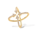 Anello a X con freccia incrociata placcato oro 18K con cristalli di zirconia cubica - Freccia Incrociata / Oro
