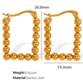 Golden rectangular stainless steel hoop earrings with 26.8mm height and 8.0g weight - Rectangular Hoop Style (Gold Earrings)
