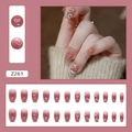Uñas postizas degradadas en violeta empolvado con diseños de corazón y pedrería - Degradado Púrpura Ahumado Diamante Corazón (Z261-Tipo Pegamento)