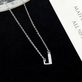 S925 sterling silver chain necklace with a diamond-studded letter L pendant - 925 Silver / Silver (Initial J)