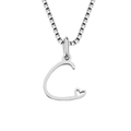 Collier minimaliste en acier inoxydable argenté avec pendentif lettre C et petit cœur - Style Lettre C / Couleur Acier