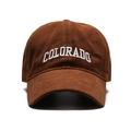 Retro brown baseball cap with white Colorado embroidery and adjustable strap - Snow Velvet Cotton Coffee