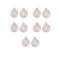 Detailsicht von zehn vergoldeten rosa Emaille-Kreuzanhängern für DIY-Schmuck - 8#-Weiße Runde