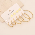 Lot de 6 paires de boucles d oreilles en acier inoxydable doré avec clous et créoles - 5# Cœur